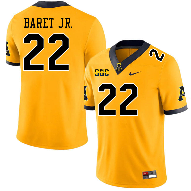 Men #22 Franklin Baret Jr. Appalachian State Mountaineers College Football Jerseys Stitched-Gold